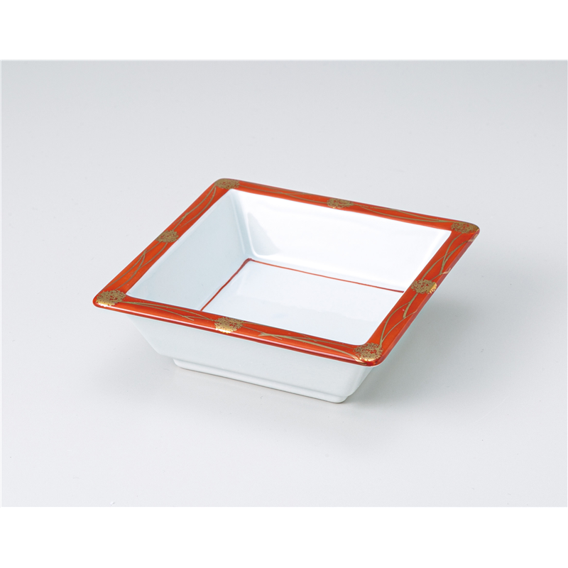 古林陶器 松花堂 赤むさしの角鉢 1210320447 1個（ご注文単位1個）【直送品】