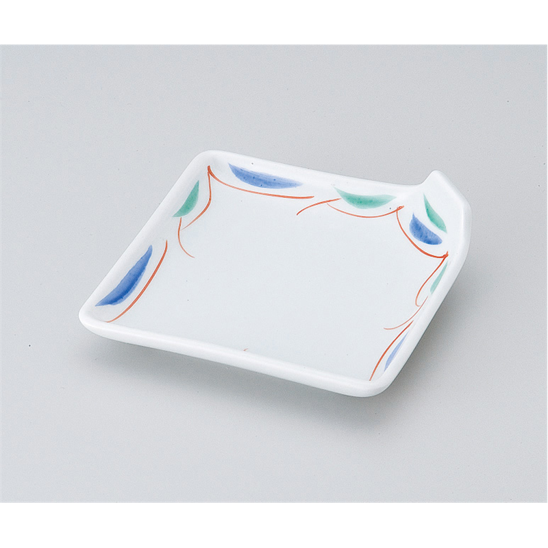 古林陶器 松花堂 赤絵すだれ角折型皿 516710371 1個（ご注文単位1個）【直送品】