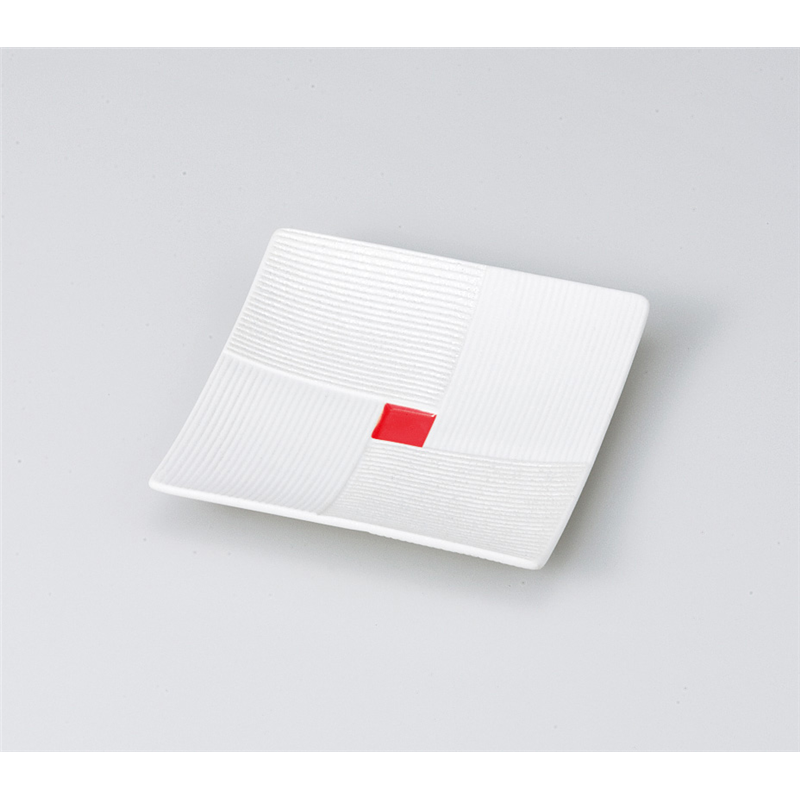 古林陶器 松花堂 ラスター市松3.6角皿(赤) 817430135 1個（ご注文単位1個）【直送品】