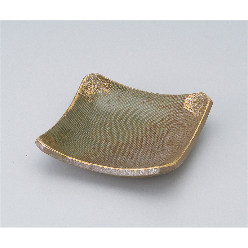 古林陶器 松花堂 金彩吹織部正角皿 516710274 1個（ご注文単位1個）【直送品】