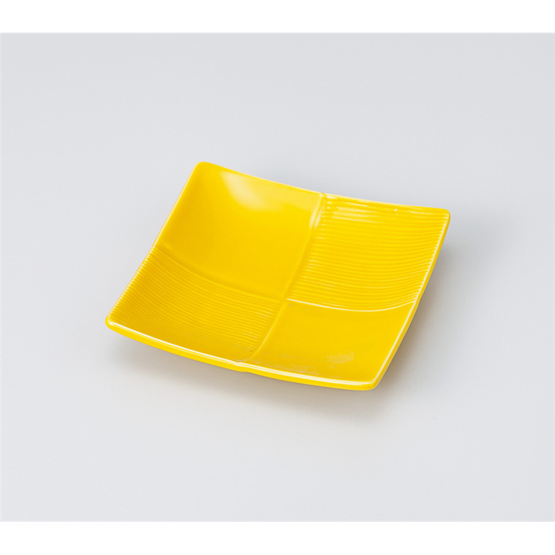 古林陶器 松花堂 正角市松皿 黄釉 918450525 1個（ご注文単位1個）【直送品】