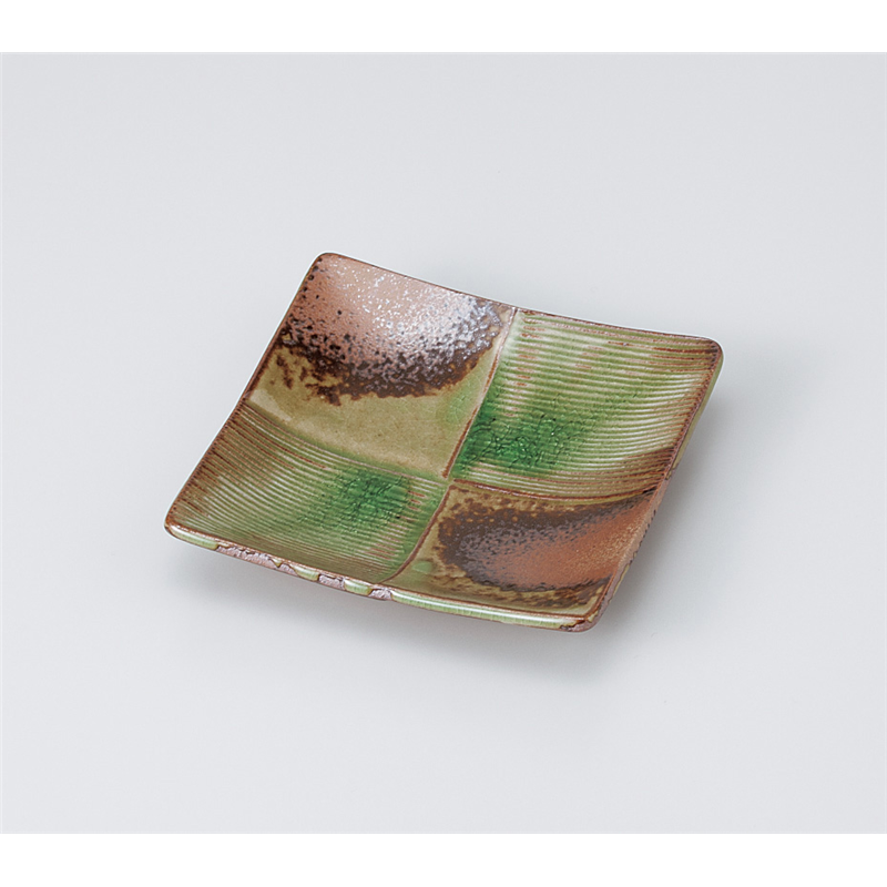 古林陶器 松花堂 オリベ 市松正角皿 918450425 1個（ご注文単位1個）【直送品】