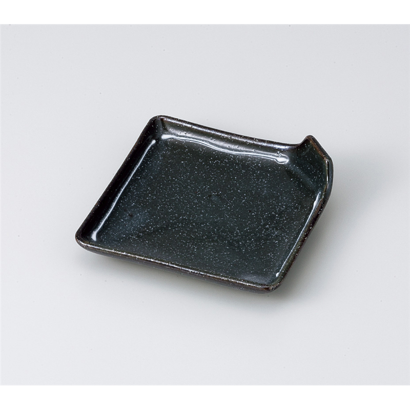 古林陶器 松花堂 黒化粧一珍角折型皿 817460374 1個（ご注文単位1個）【直送品】