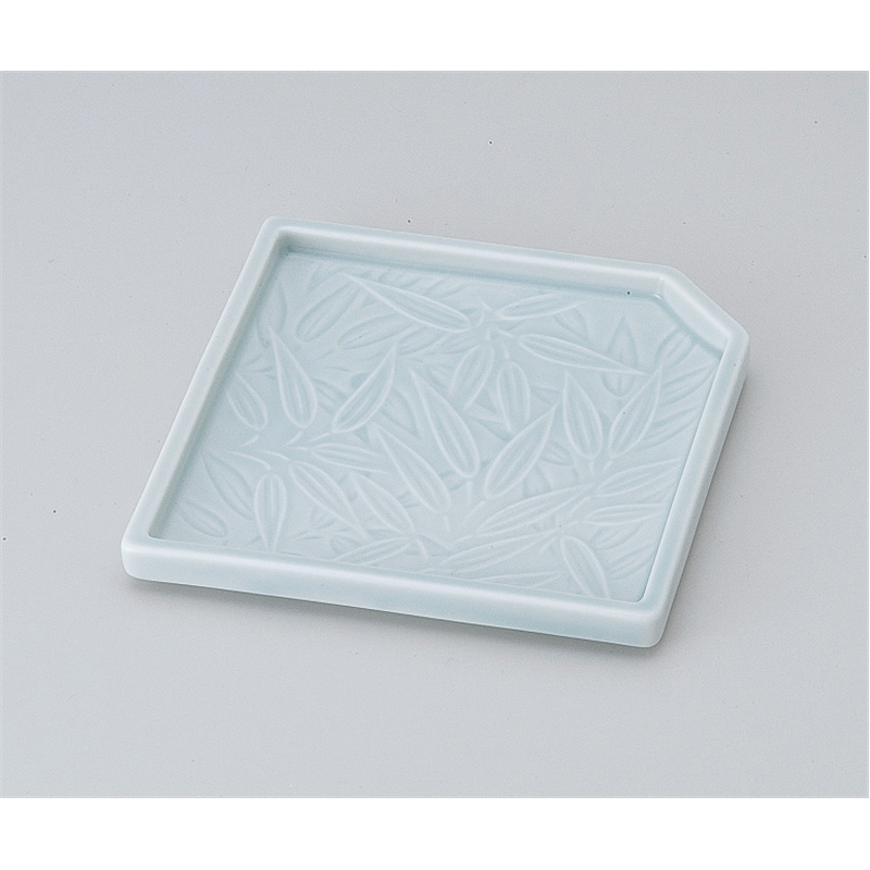 古林陶器 松花堂 青地笹彫角皿 516750530 1個（ご注文単位1個）【直送品】