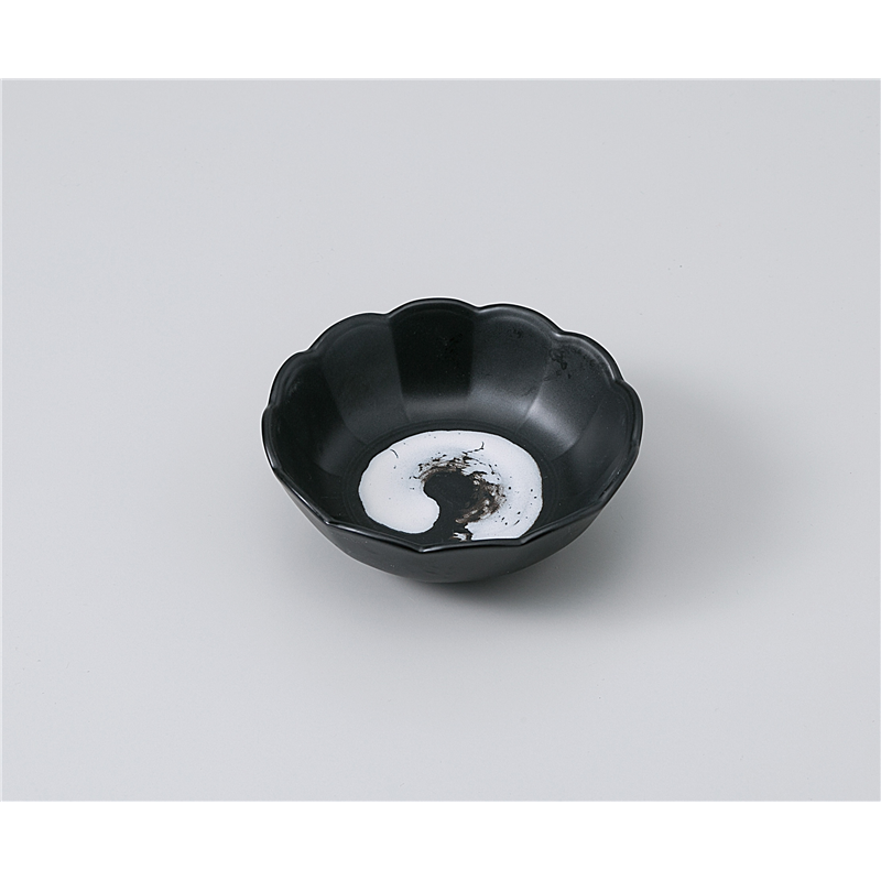 古林陶器 松花堂 黒マット刷毛十二角菊型皿 1110630425 1個（ご注文単位1個）【直送品】