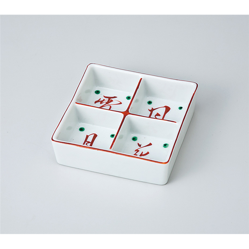 古林陶器 松花堂 雪月風花四ッ切鉢 716940335 1個（ご注文単位1個）【直送品】