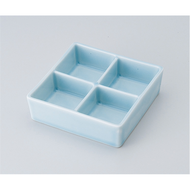 古林陶器 松花堂 青磁四ツ仕切鉢 516660125 1個（ご注文単位1個）【直送品】