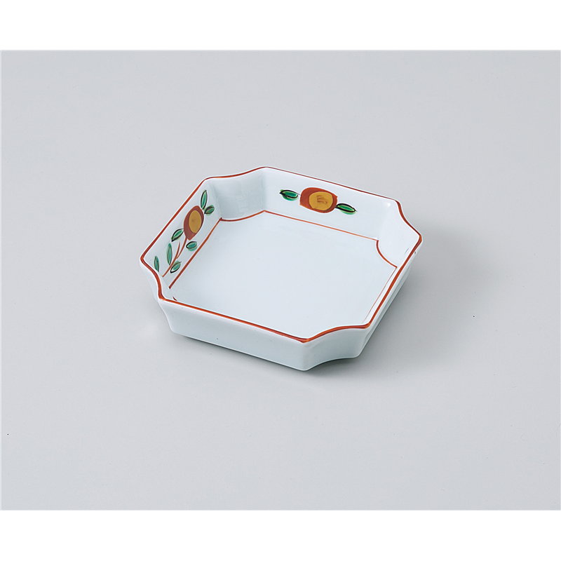 古林陶器 松花堂 赤絵椿入角小鉢 1110110107 1個（ご注文単位1個）【直送品】