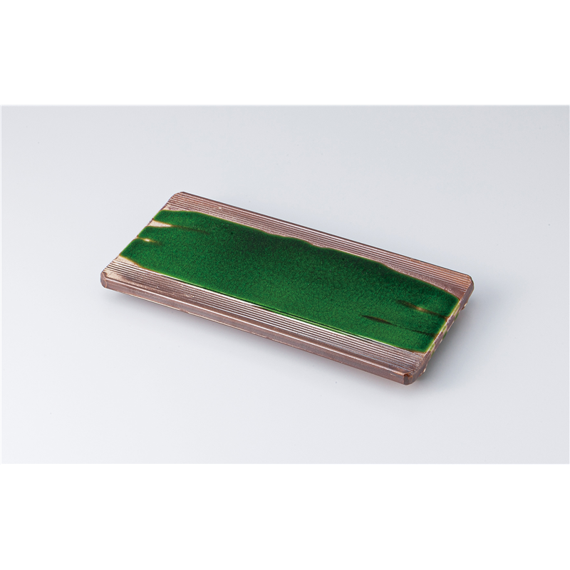 古林陶器 前菜皿特選 サビ釉ヒワ流 8.5長皿 1310320105 1個（ご注文単位1個）【直送品】