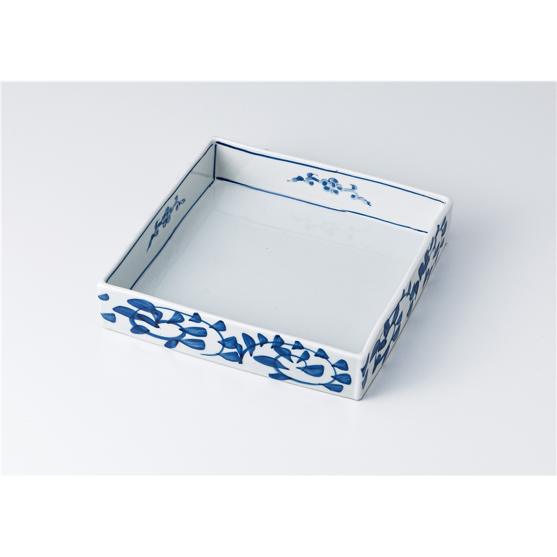 古林陶器 前菜皿 染付唐草正角鉢 1110920133 1個（ご注文単位1個）【直送品】