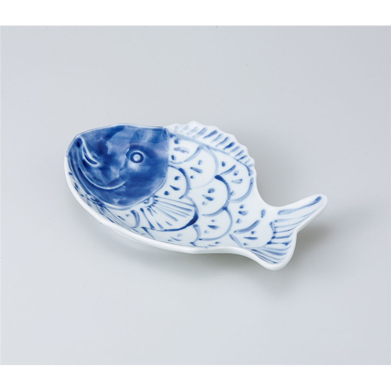 古林陶器 前菜皿 染付タイ盛皿(24cm) 810450179 1個（ご注文単位1個）【直送品】