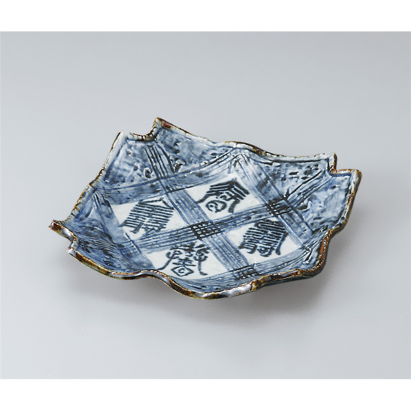 古林陶器 前菜皿 隅切呉須漢詩入6.5皿 510440130 1個（ご注文単位1個）【直送品】