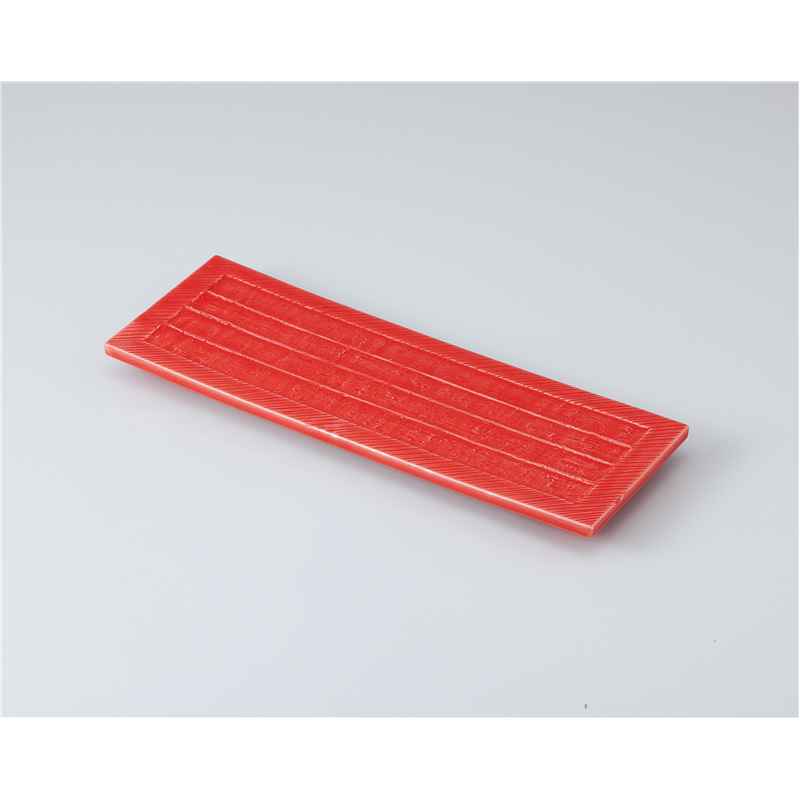 古林陶器 前菜皿 赤釉彫入長皿 1011330205 1個（ご注文単位1個）【直送品】