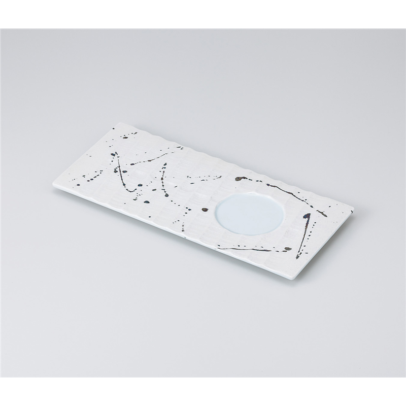 古林陶器 前菜皿 黒飛ばしラスター青磁長角前菜皿 910930335 1個（ご注文単位1個）【直送品】