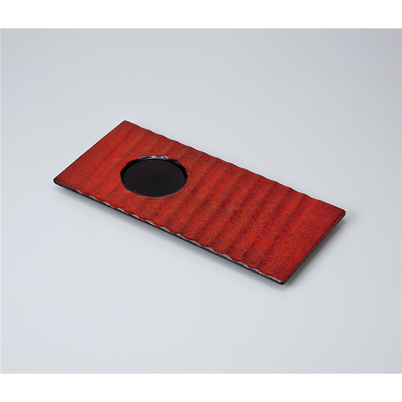 古林陶器 前菜皿 紅黒炭カップ置長皿 709740130 1個（ご注文単位1個）【直送品】
