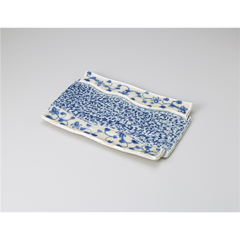 古林陶器 前菜皿 安南呉須花石目長皿 1211340335 1個（ご注文単位1個）【直送品】