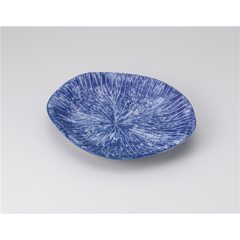 古林陶器 前菜皿 インディゴブルーリーフ25cm変型皿 1211610325 1個（ご注文単位1個）【直送品】