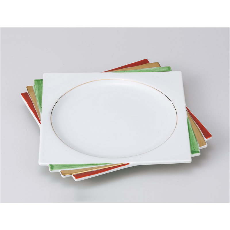 古林陶器 前菜皿 三色四ツ重ね角皿 809710135 1個（ご注文単位1個）【直送品】