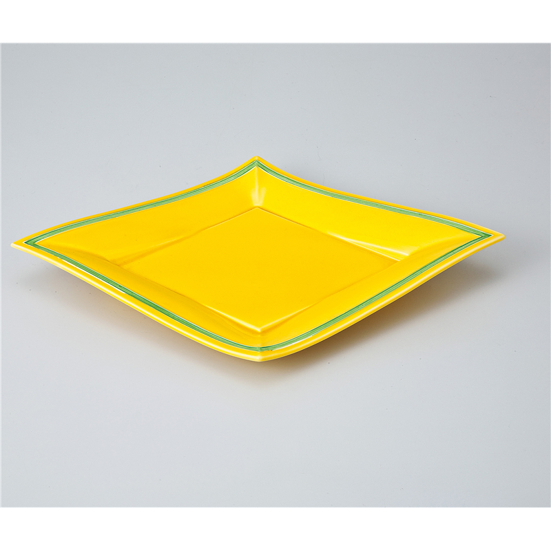 古林陶器 前菜皿 黄釉渕グリーン菱形前菜皿 709130105 1個（ご注文単位1個）【直送品】