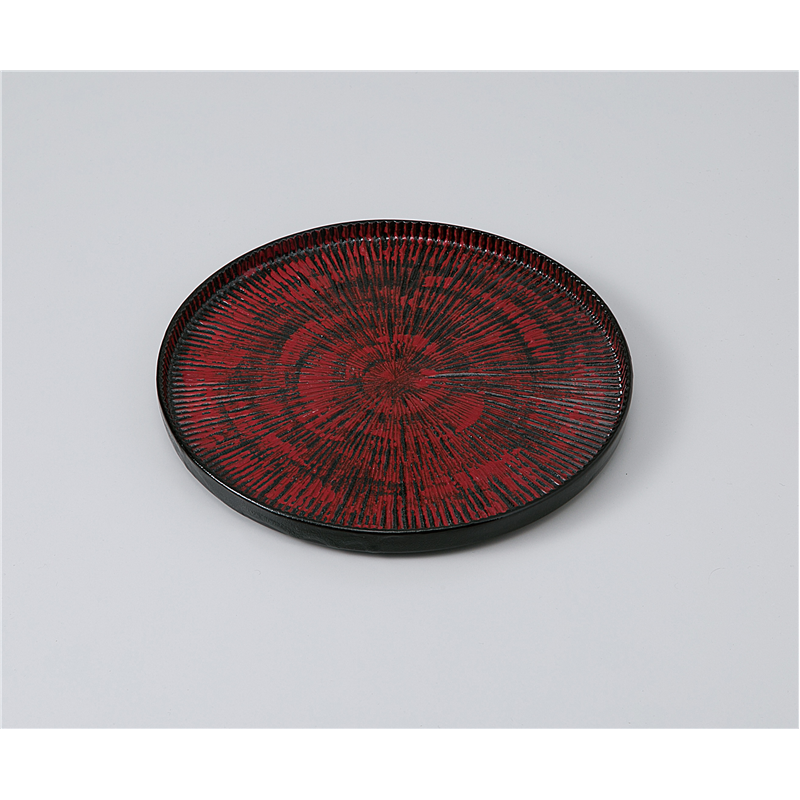 古林陶器 前菜皿 黒柚子紅刷毛目しのぎ6.0皿 1111610205 1個（ご注文単位1個）【直送品】