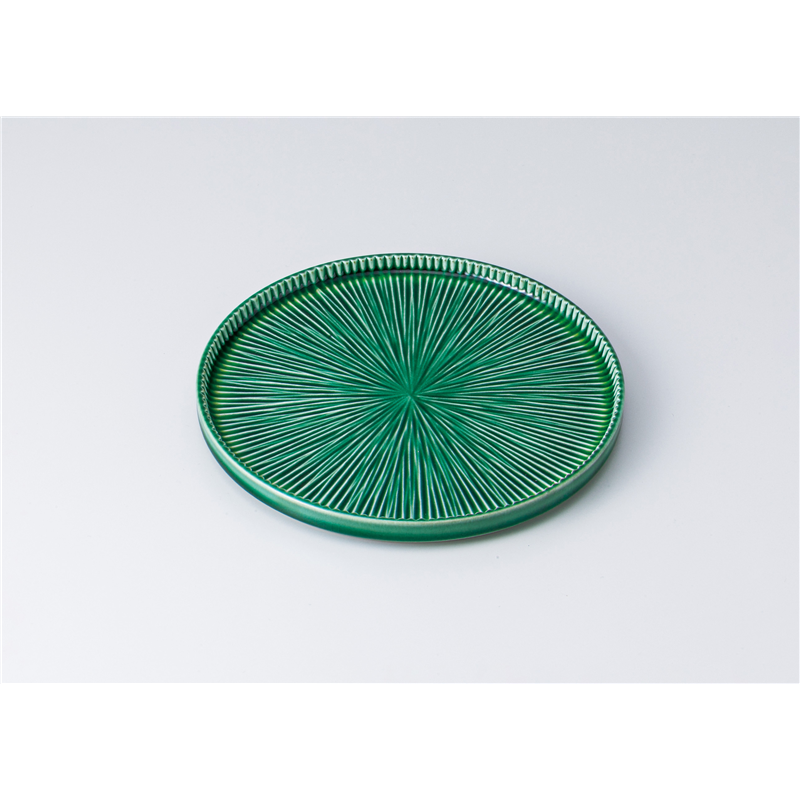 古林陶器 前菜皿 緑釉黄流ししのぎ7.5皿 1310940263 1個（ご注文単位1個）【直送品】