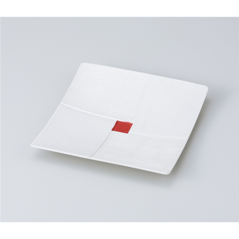 古林陶器 前菜皿 ラスター市松6.0角皿(赤) 810330335 1個（ご注文単位1個）【直送品】