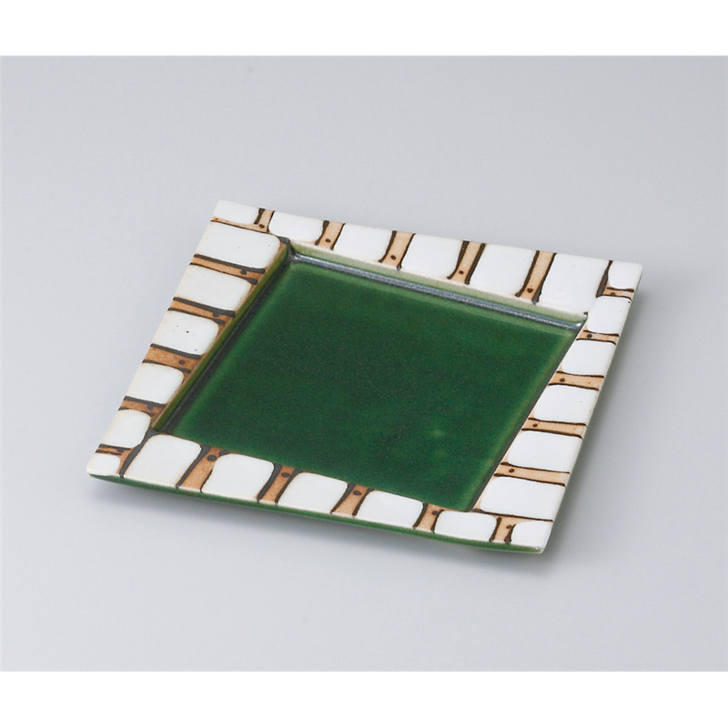 古林陶器 前菜皿 織部十草角大皿 510620235 1個（ご注文単位1個）【直送品】