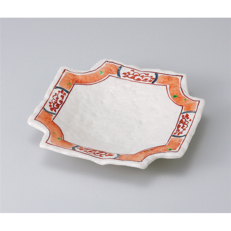 古林陶器 前菜皿 赤絵隅切皿 510740305 1個（ご注文単位1個）【直送品】