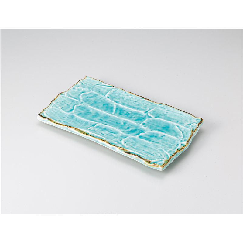 古林陶器 前菜皿 渕錆マリンブルー 削ぎ彫長角焼物皿 1113150151 1個（ご注文単位1個）【直送品】