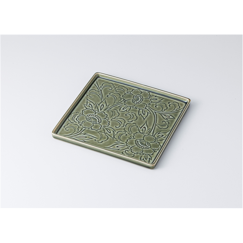 古林陶器 前菜皿 彫花正角プレートオリベ 1311130378 1個（ご注文単位1個）【直送品】