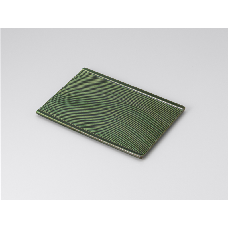 古林陶器 前菜皿 波彫7.0長角皿 織部 1211850305 1個（ご注文単位1個）【直送品】