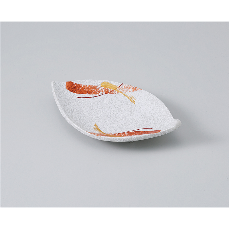 古林陶器 前菜皿 赤絵ちらし葉型前菜皿 1111810451 1個（ご注文単位1個）【直送品】