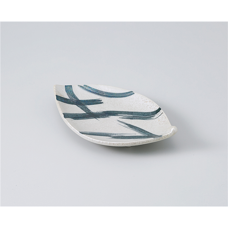 古林陶器 前菜皿 墨ラスター葉型前菜皿 1111810351 1個（ご注文単位1個）【直送品】