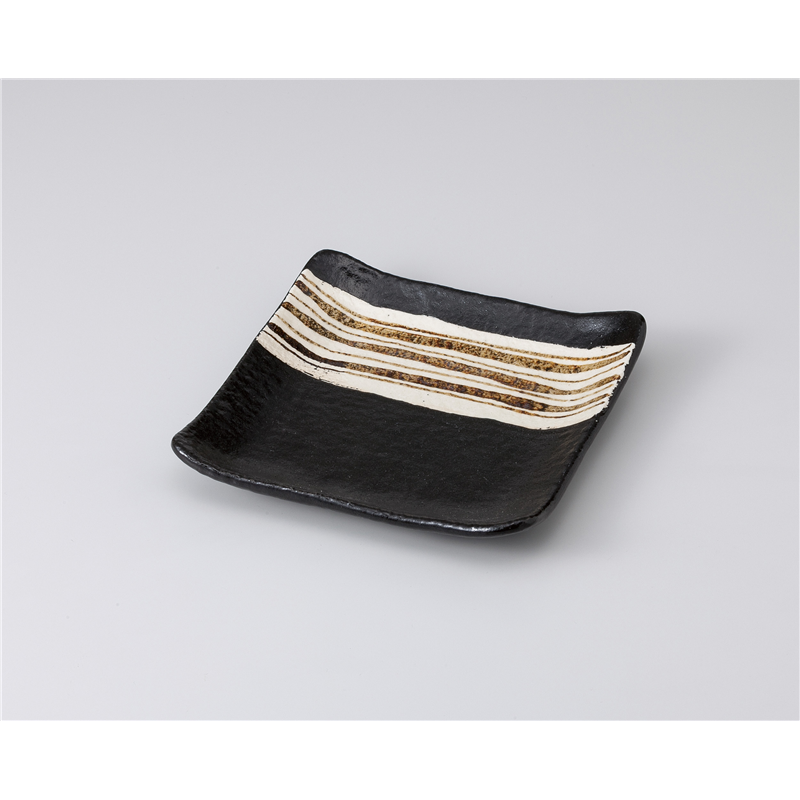 古林陶器 前菜皿 ゆず黒錆十草正角前菜皿 1011750178 1個（ご注文単位1個）【直送品】