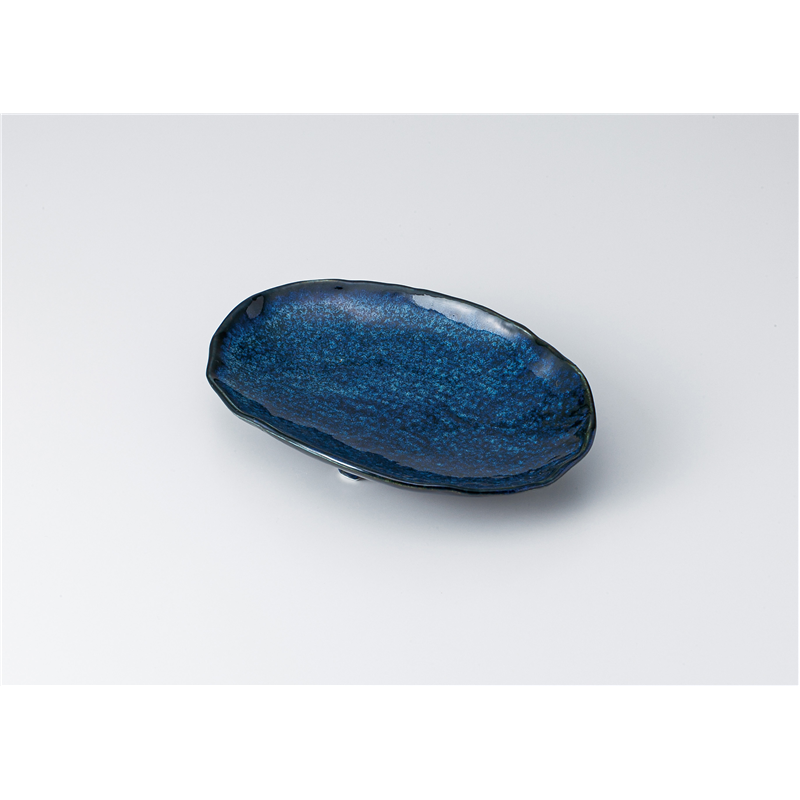 古林陶器 前菜皿 三つ足楕円皿 窯変紺 1311340315 1個（ご注文単位1個）【直送品】