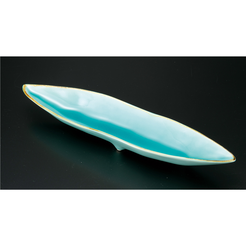 古林陶器 付出皿特選 渕錆マリンブルー葉型長皿 1112140235 1個（ご注文単位1個）【直送品】