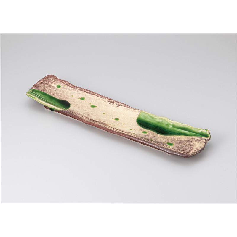 古林陶器 付出皿 錆釉ヒワ流長角13.0皿 810950170 1個（ご注文単位1個）【直送品】