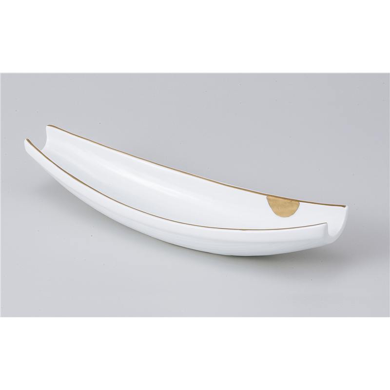 古林陶器 付出皿 白磁金線紋舟型鉢(小) 810810170 1個（ご注文単位1個）【直送品】