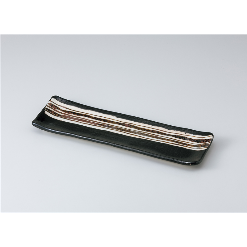 古林陶器 付出皿 ゆず黒錆十草長皿 1012140178 1個（ご注文単位1個）【直送品】