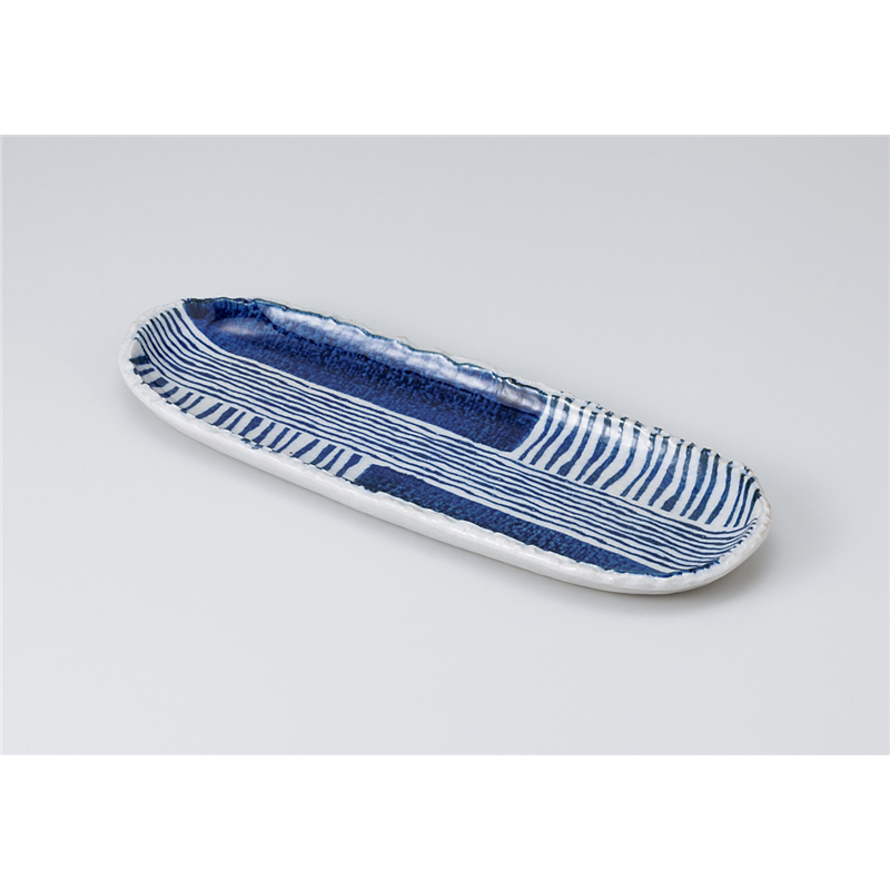 古林陶器 付出皿 ゴス染ストライプ9.0楕円長皿 912020178 1個（ご注文単位1個）【直送品】