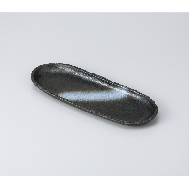 古林陶器 付出皿 白吹き黒水晶10.0楕円長皿 812230478 1個（ご注文単位1個）【直送品】