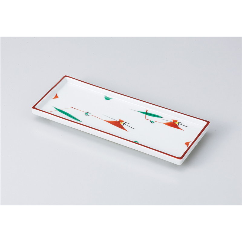 古林陶器 付出皿 赤絵つゆ草長角付出皿 811540279 1個（ご注文単位1個）【直送品】