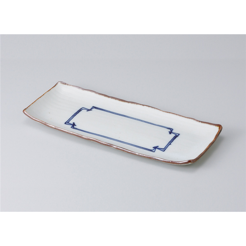 古林陶器 付出皿 灰釉染付長角皿 511860230 1個（ご注文単位1個）【直送品】