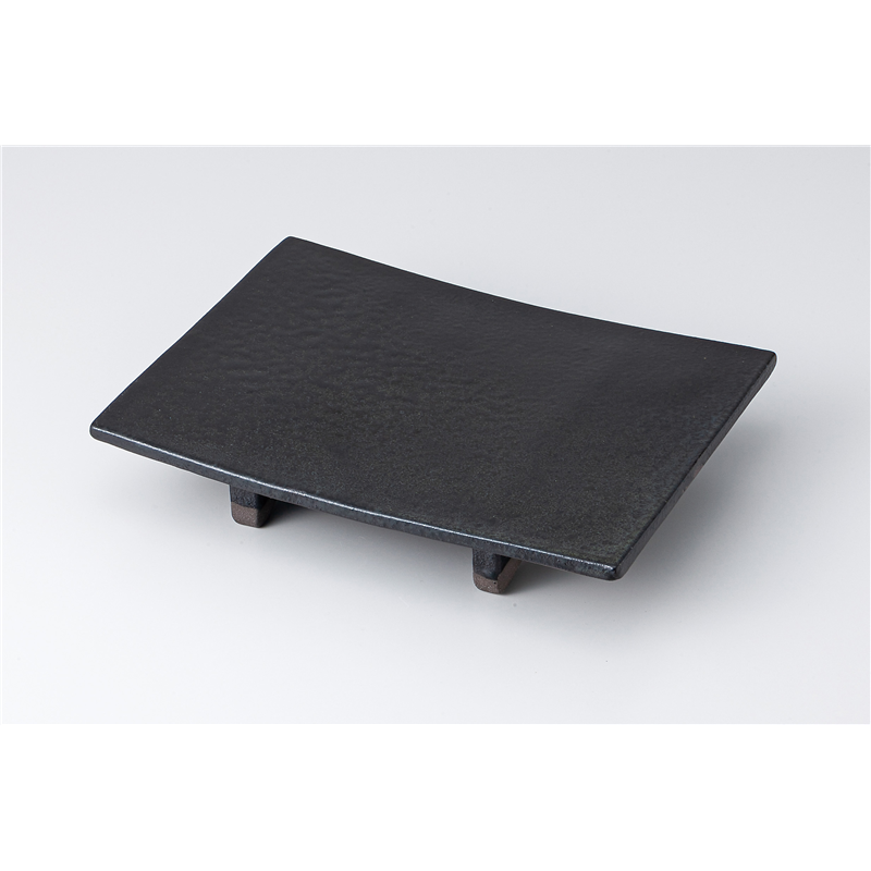 古林陶器 焼物皿特選 黒備前ゲタ足 長角皿 811940108 1個（ご注文単位1個）【直送品】