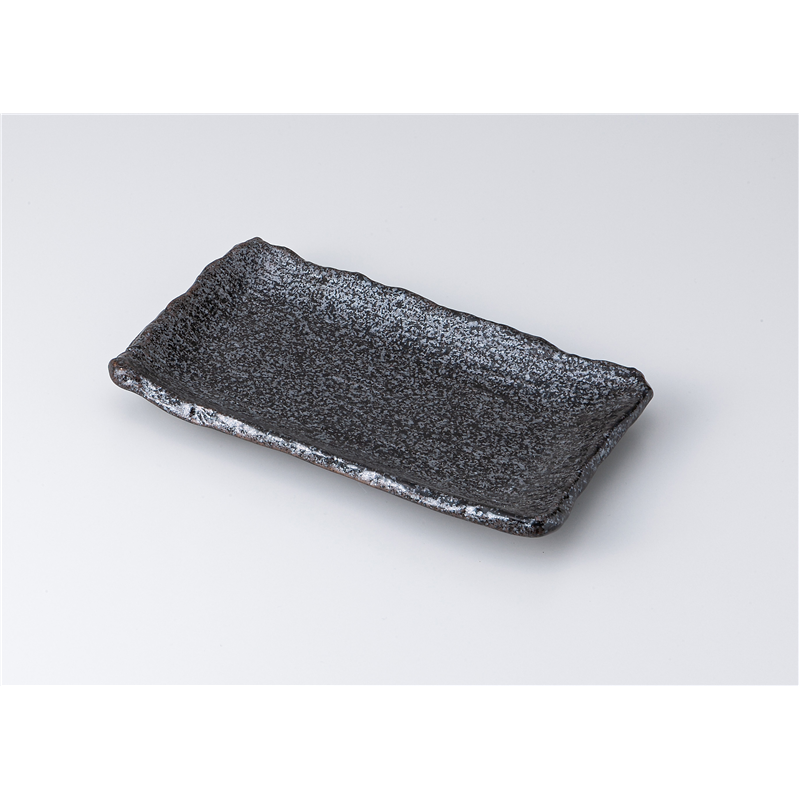 古林陶器 焼物皿 黒油滴 渕厚四角千筋焼物皿 1312630335 1個（ご注文単位1個）【直送品】