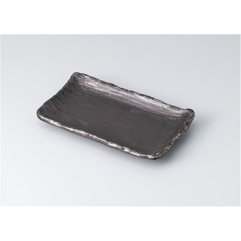 古林陶器 焼物皿 ゴールドブルーラスター 渕厚四角千筋焼物皿 1312630435 1個（ご注文単位1個）【直送品】