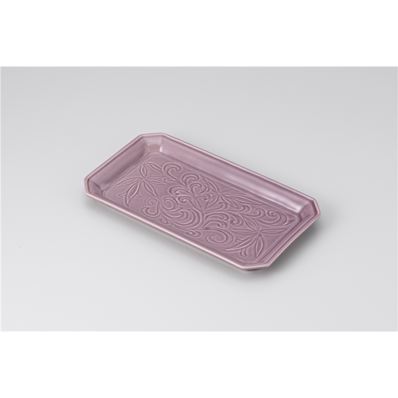 古林陶器 焼物皿 彫唐草 8.0長角皿ムラサキ 1213350278 1個（ご注文単位1個）【直送品】