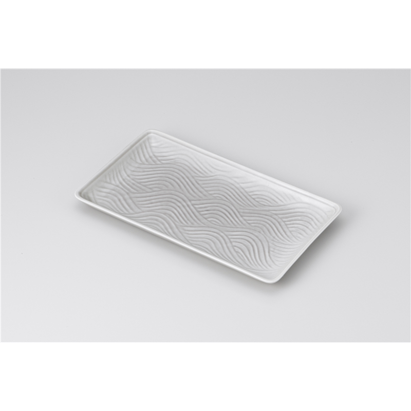 古林陶器 焼物皿 青海波 長角皿 グレー 1213350378 1個（ご注文単位1個）【直送品】