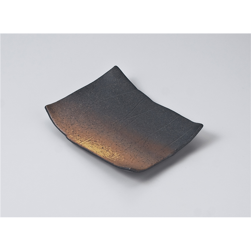 古林陶器 焼物皿 黒備前四ツ足焼物皿 613130335 1個（ご注文単位1個）【直送品】