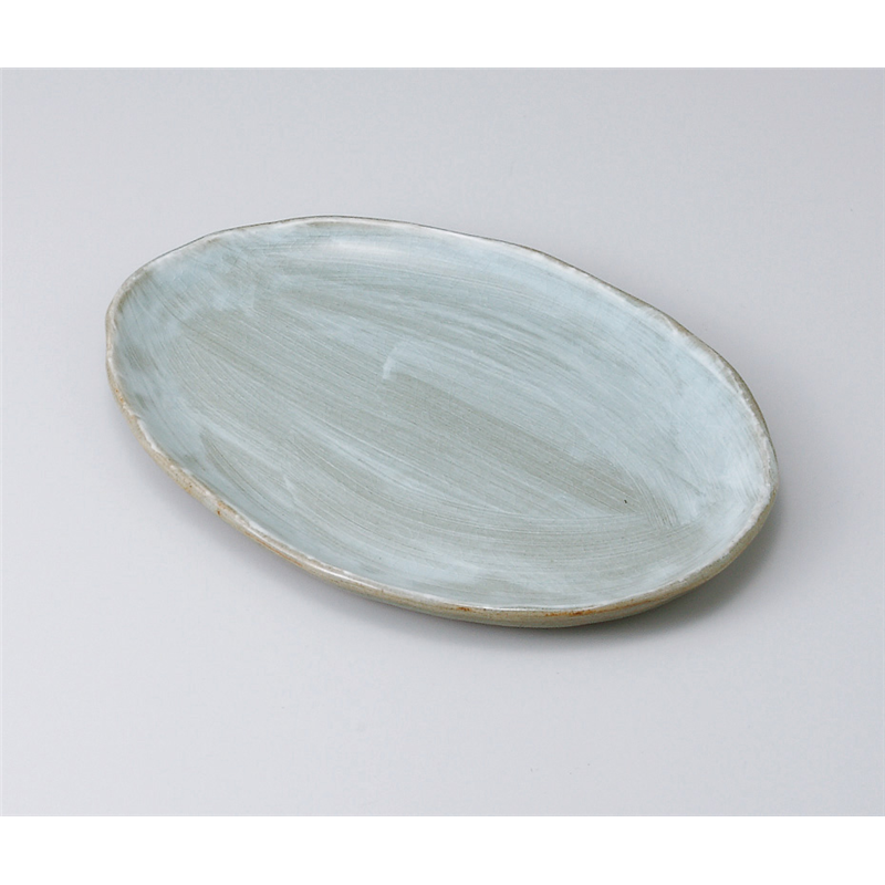 古林陶器 焼物皿 刷毛目青雲楕円焼物皿 512440174 1個（ご注文単位1個）【直送品】